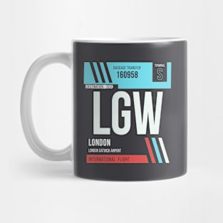 London (LGW) Airport Code Baggage Tag Mug